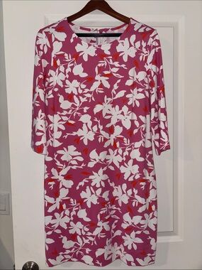 Southern Tide Pink Floral Long Sleeve Shift Dress